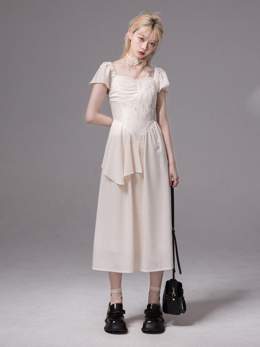 Pleated Jacquard Stitch One-Piece