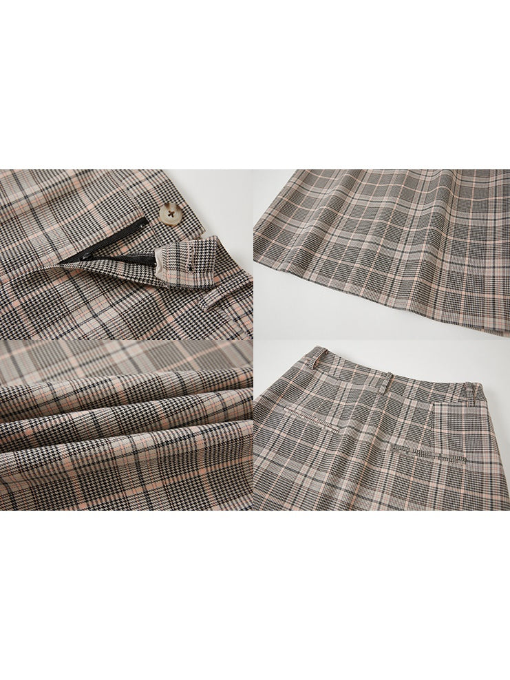 체크무늬 리본 크롭트 캐미솔 & 롱 스커트