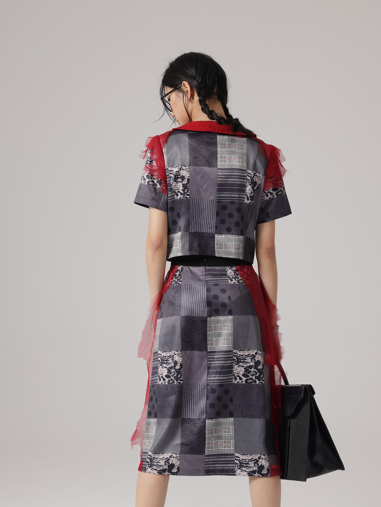 Patchwork Printing Shirt & Skirt