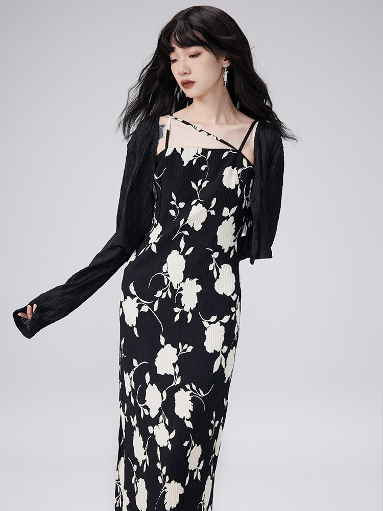 Flowers into Painting Suspender One-piece