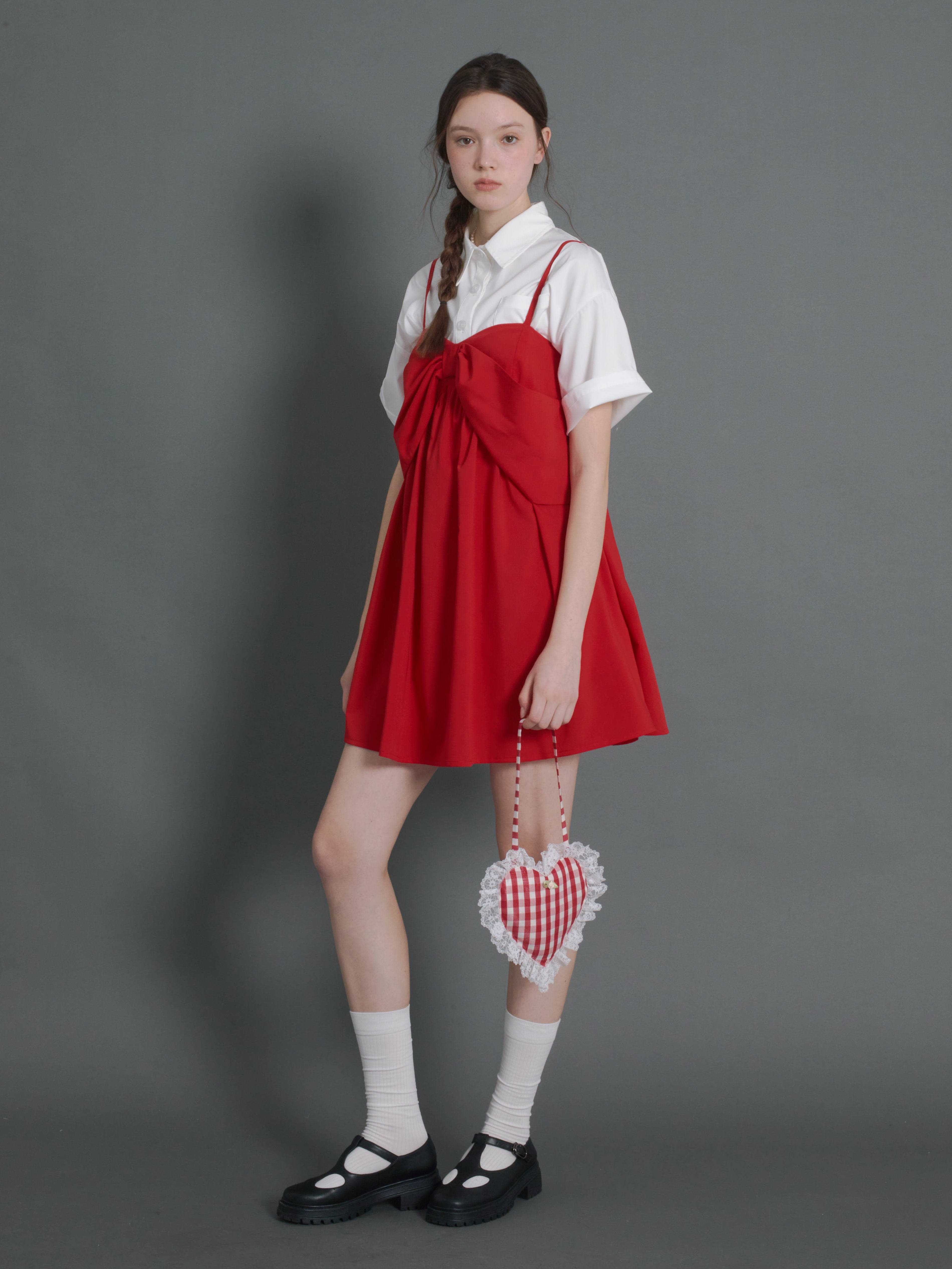 Shawl Collar 2Way Suspender Dress