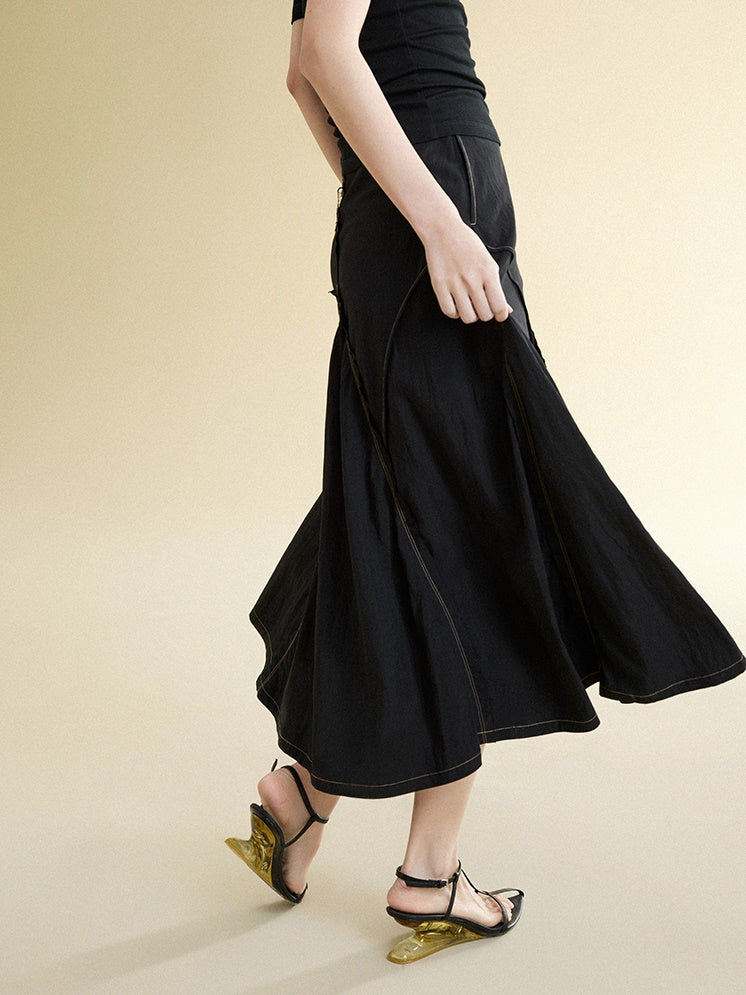 Raw Edge Split Skirt