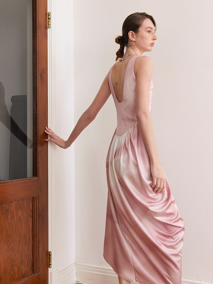 Mudged Print Dreimetrie Rückenfreies Kleid Kleid