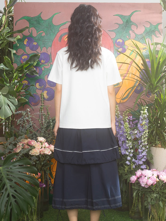 Cherry Blossom Print Round Neck T-shirt