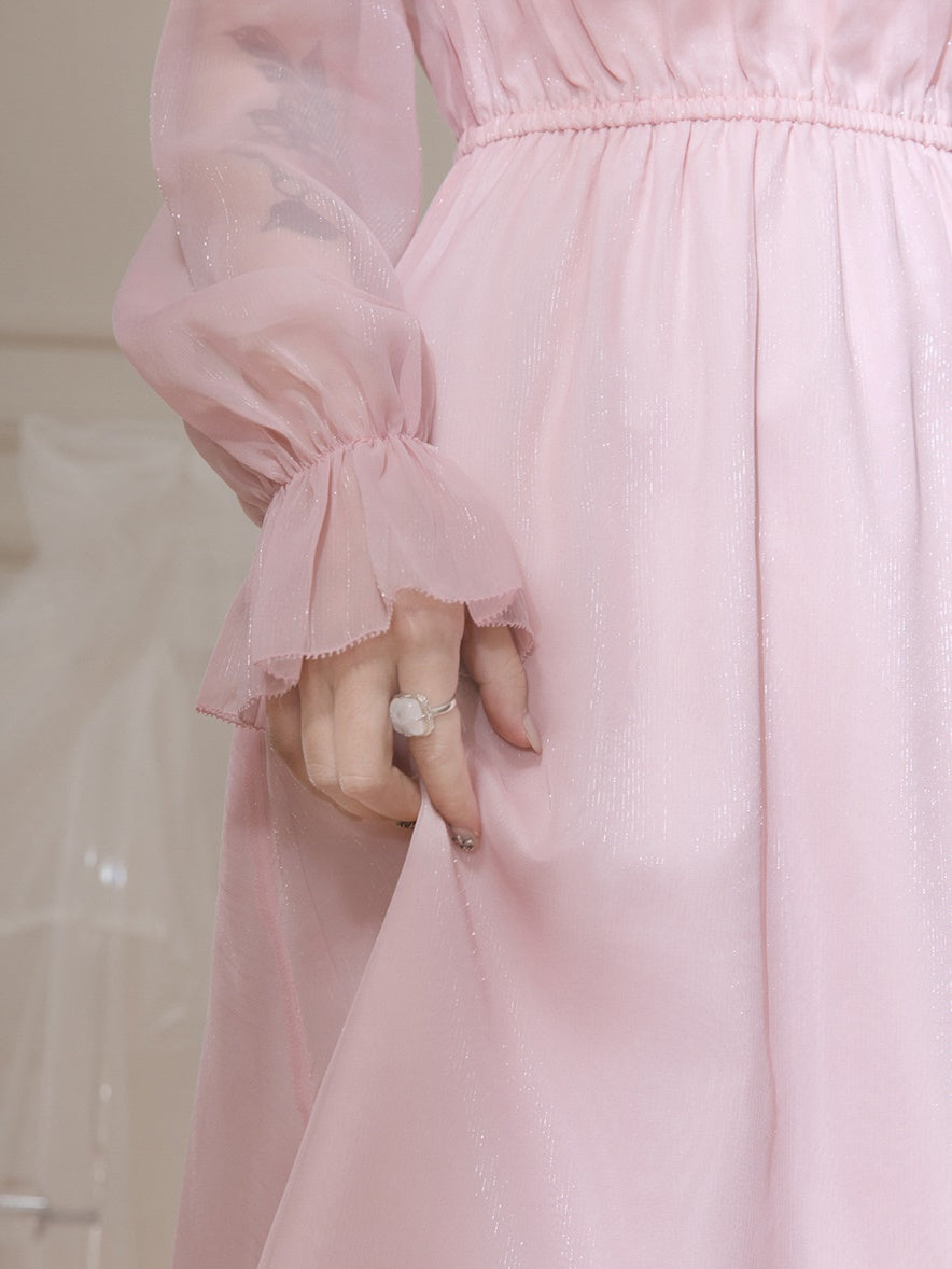 Transparent Lotus Leaf Collar Dress