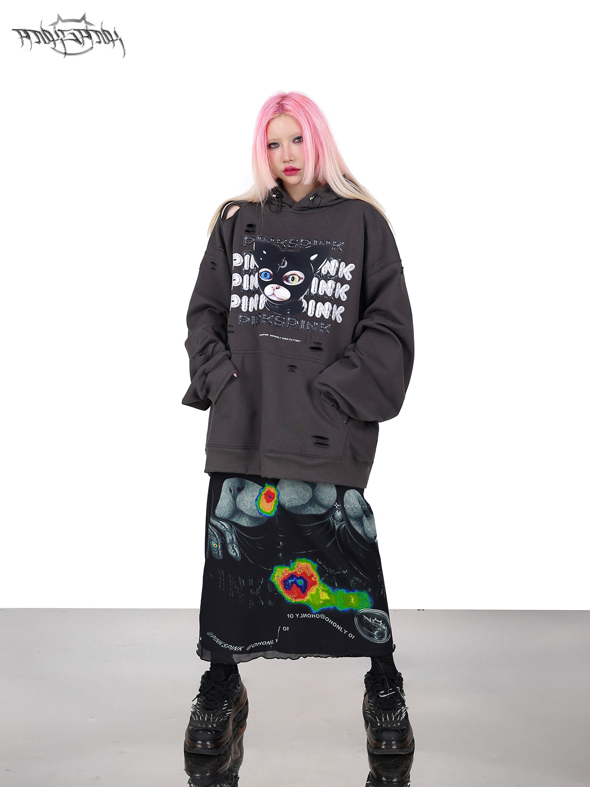 Devin Cat Ear Headband Hooded Destruction Parka