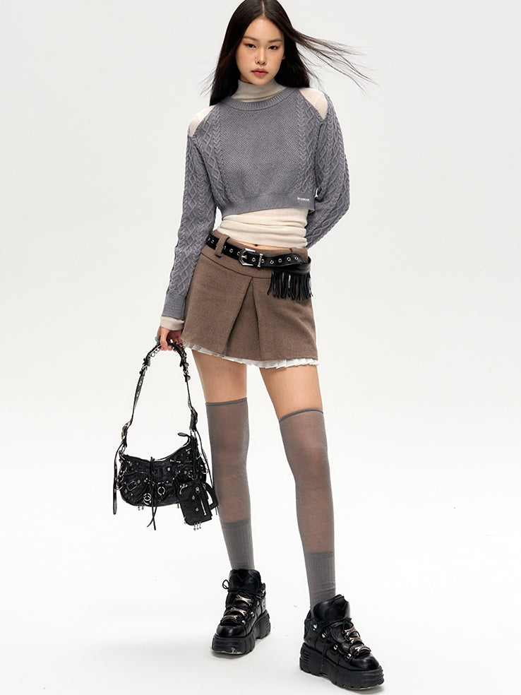 A- 라인 레이스 스티치 스커트