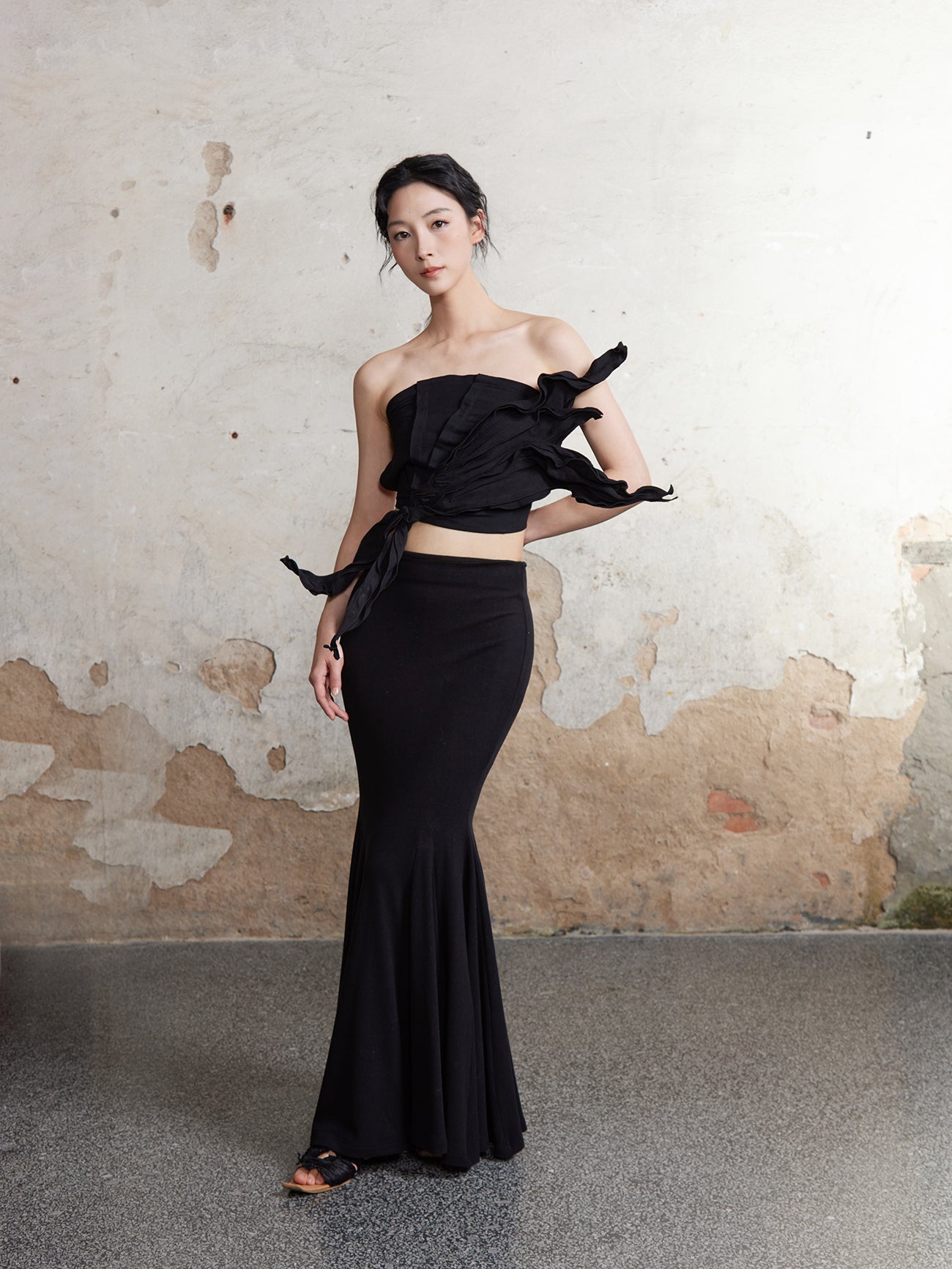 Eleganter Drape -Meerjungfrau -Longrock