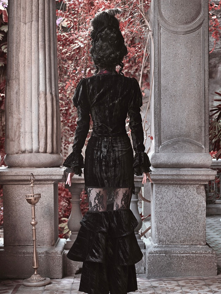 Gothic Velvet Spinnweb Court Strickjacke Top