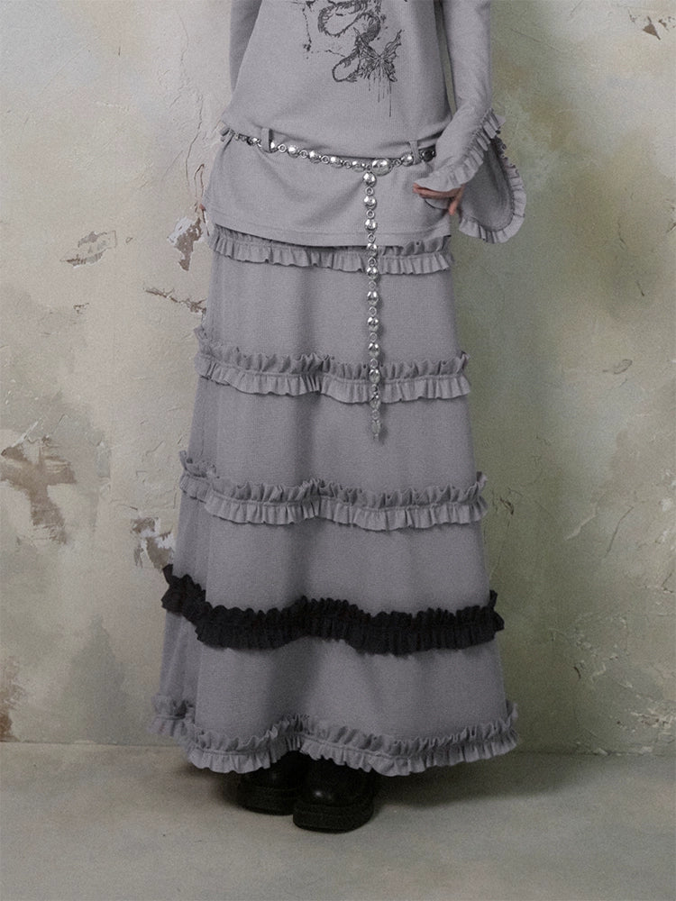 Fungus Hem Ruffled Leaf Skirt