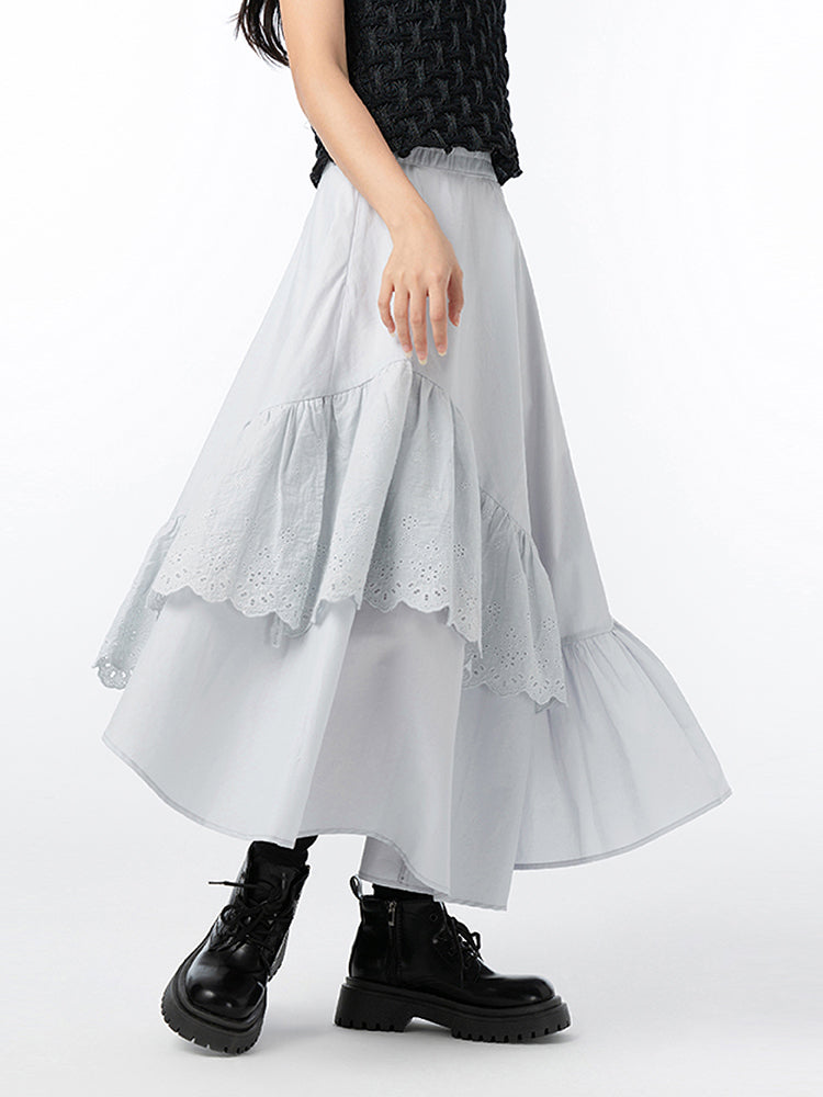 Dislocation Stitching Lace Skirt