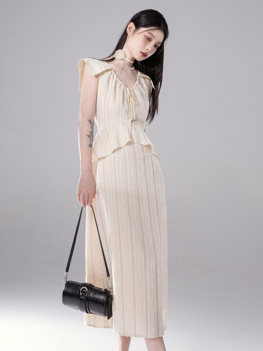 Robe de manches à col Navy