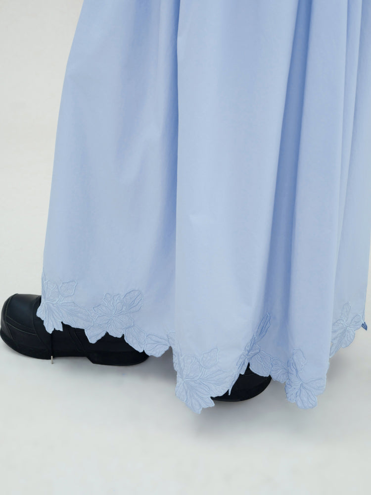 Carved Flower Lace Off-Shoulder Top & Embroidered Skirt