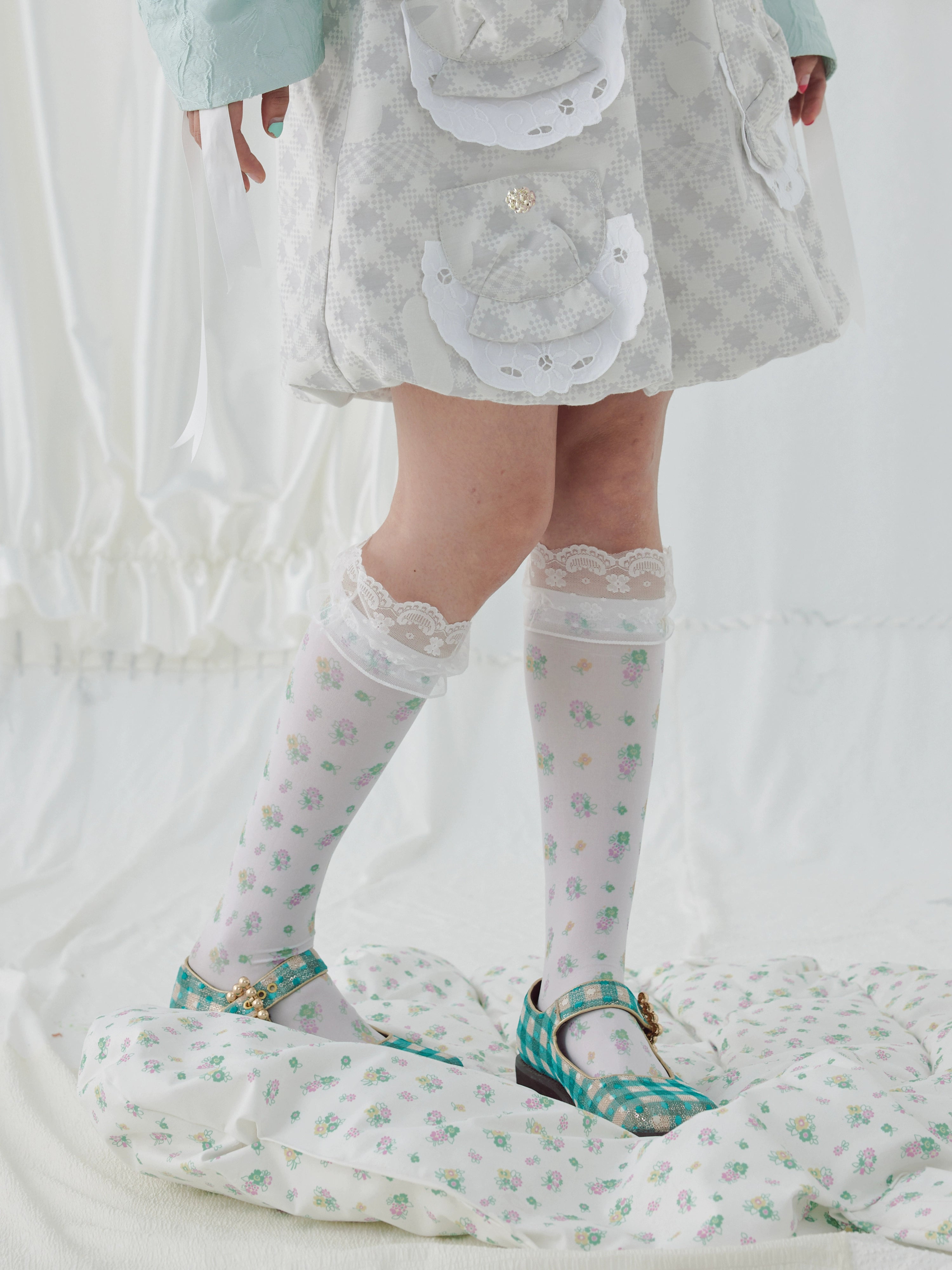 Floral Printed Lace Mid-calf Socks