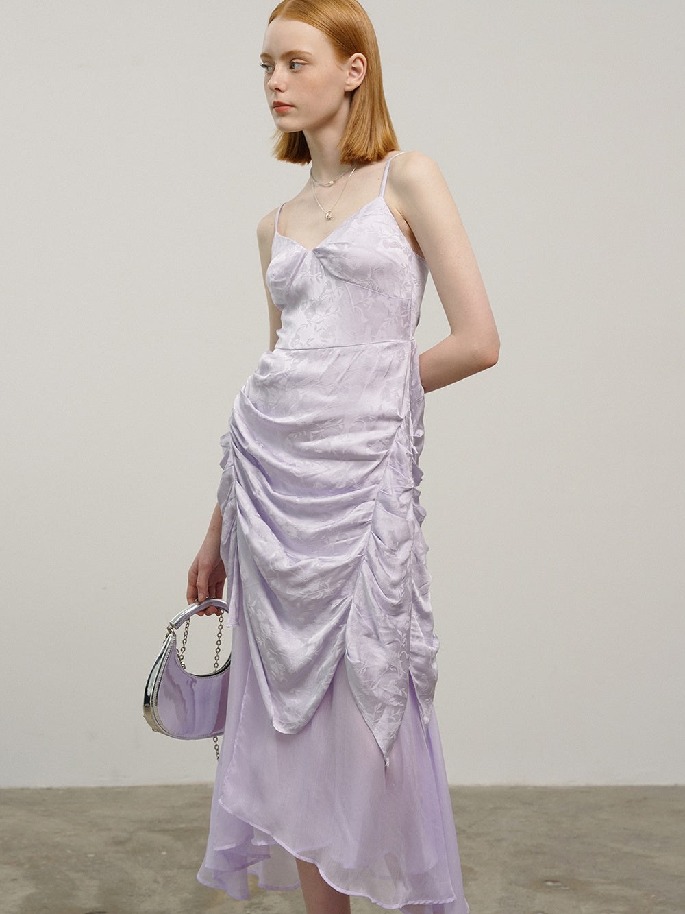 Jacquard V-Neck-Hosentuchkleid