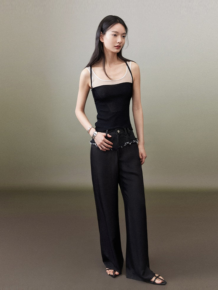 Knitted Stitching Strap Tank Top