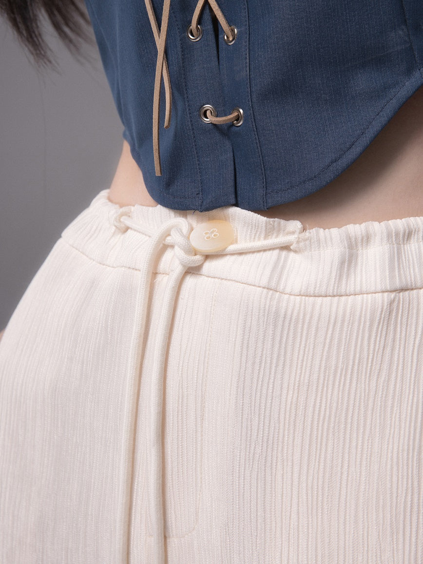 Vertical Texture Wide Leg Summer Pants