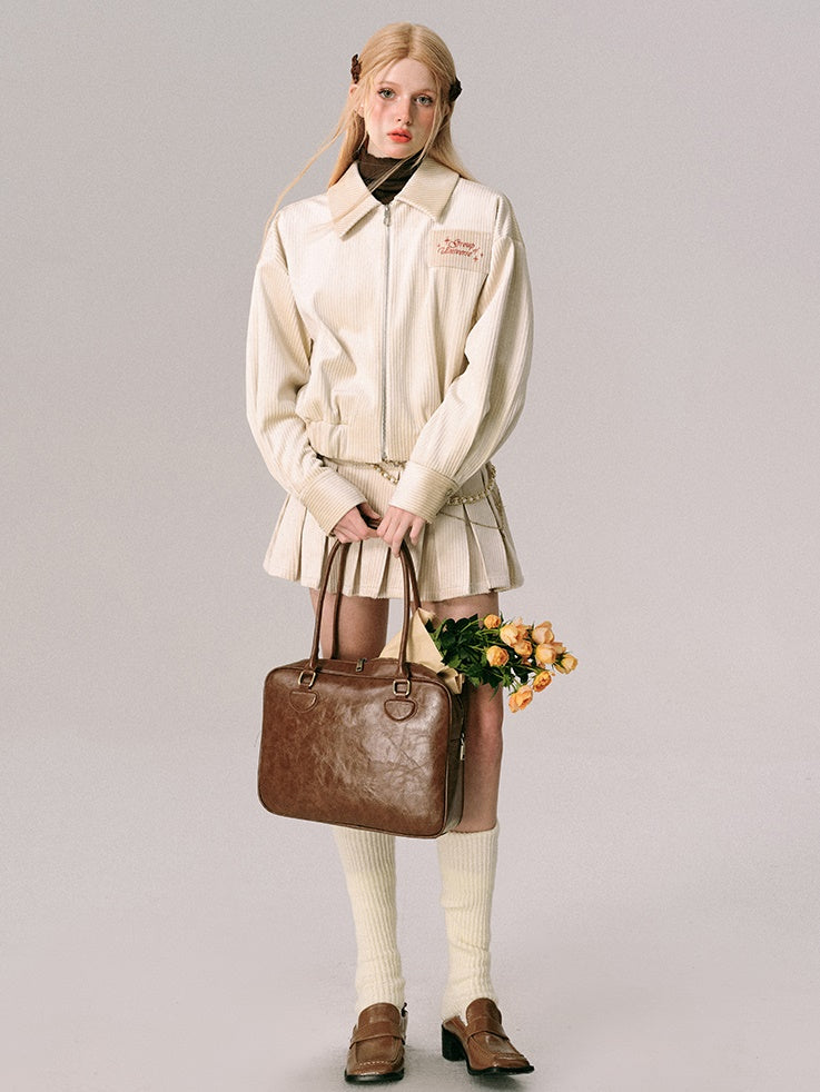 Velvet Swing Top Blouson & Mini Pleated Skirt & Long Mermaid Skirt