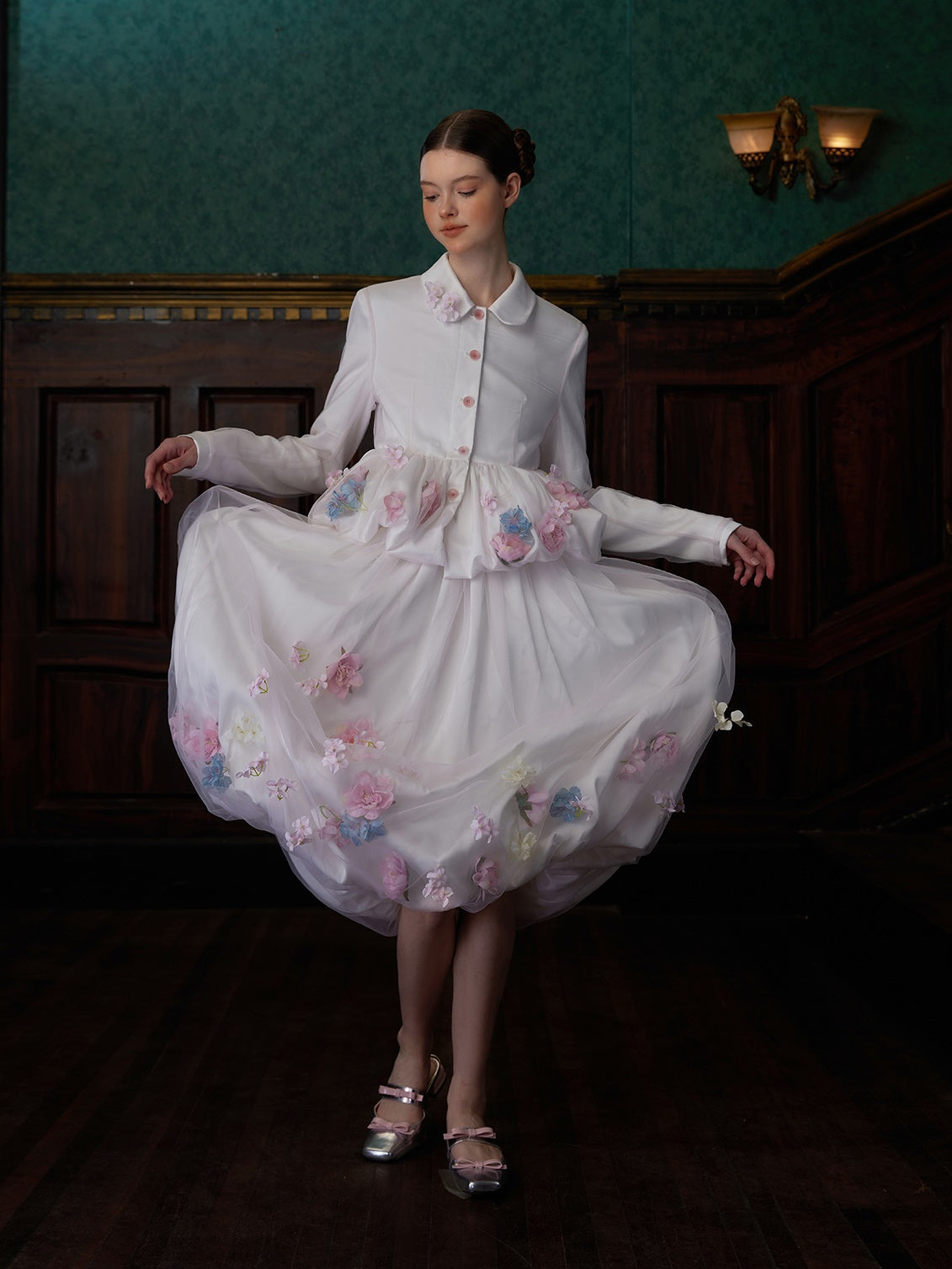 Mesh Double-layer Bud Jacket & Skirt