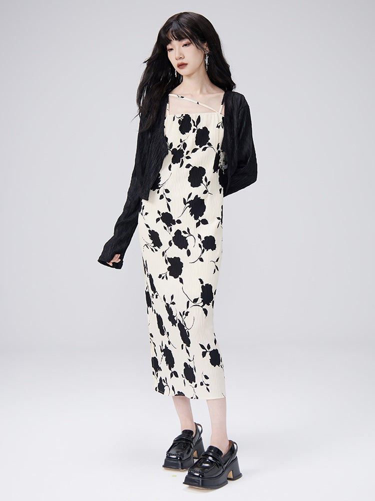 Flowers into Painting Suspender One-piece