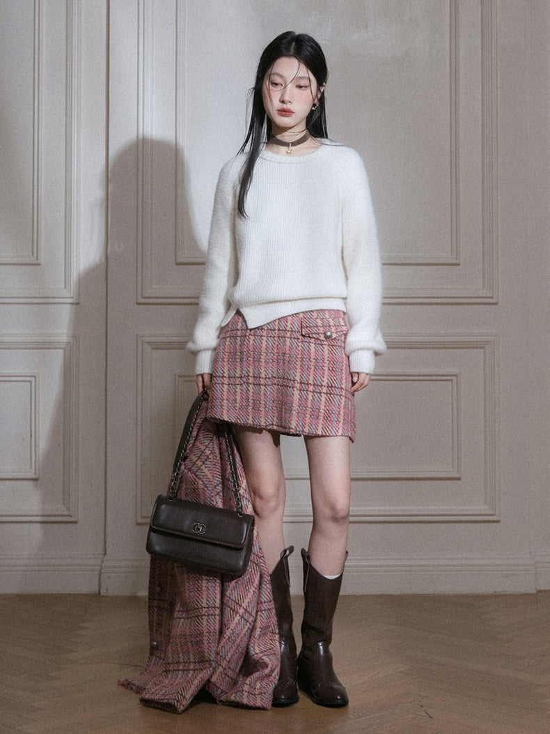 Pull à fente simple à col rond