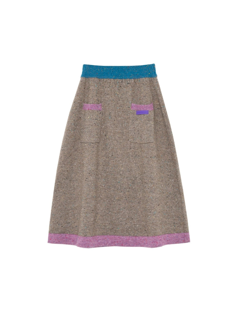 Cherry Embroidered Contrasting Knitted Sweater & A-Line Skirt