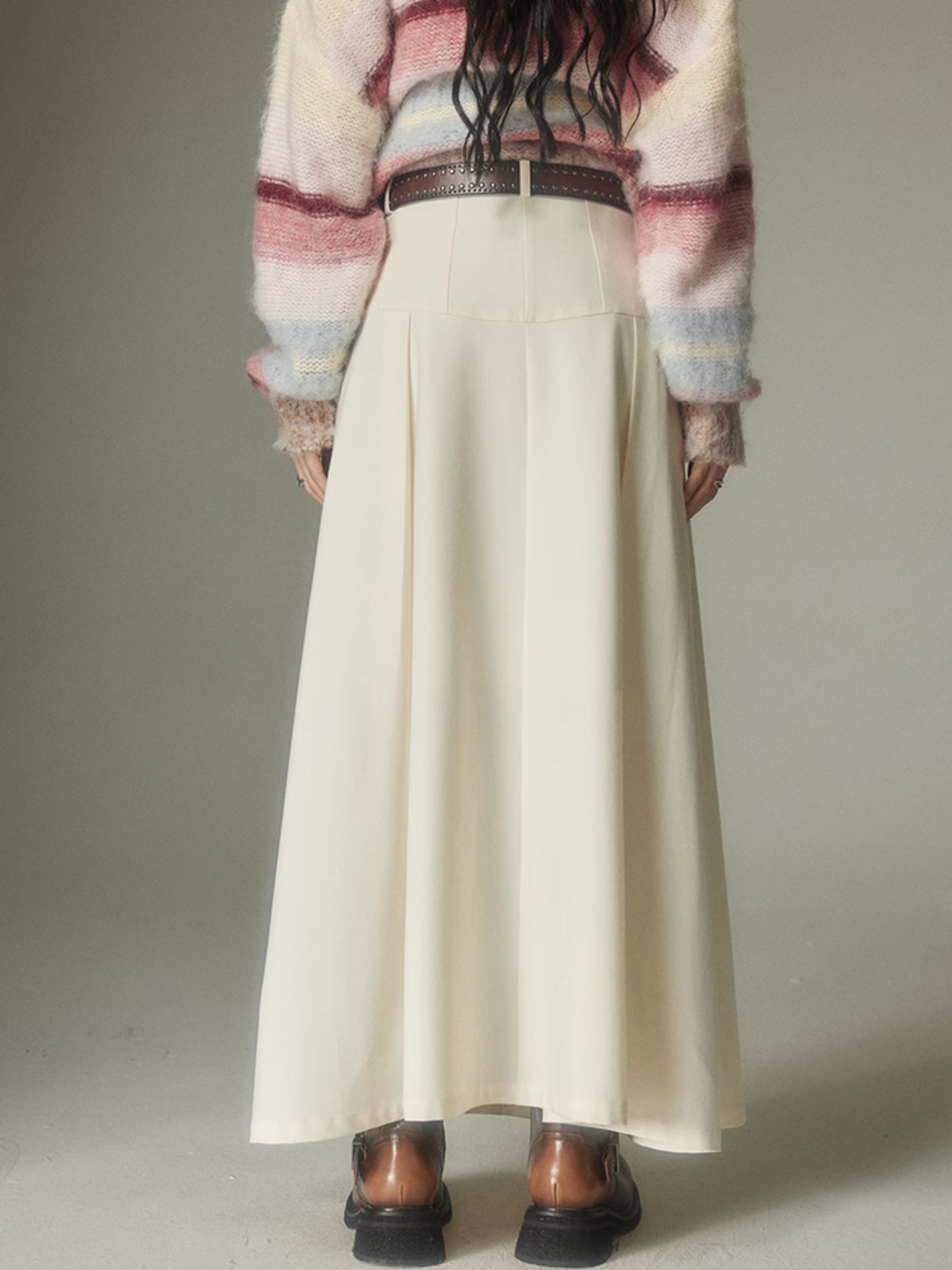 Circle Pocket A-line Long Skirt
