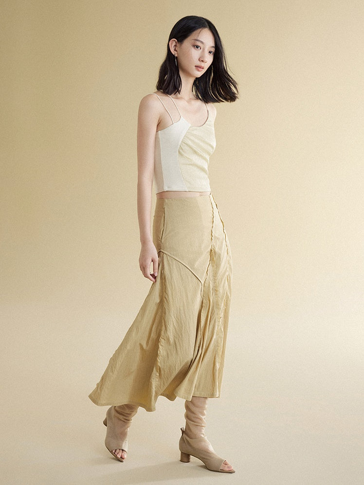 Raw Edge Split Skirt