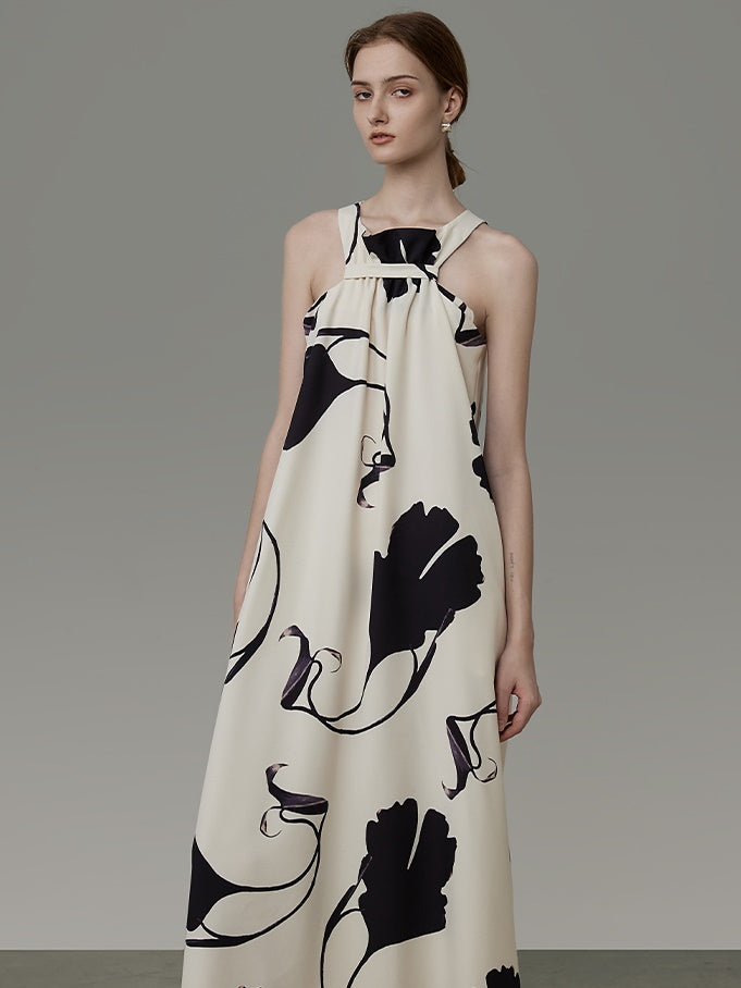 Ahornblatt gedruckte Ärmelkleid