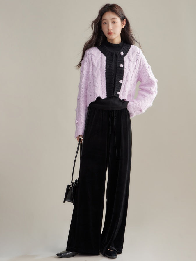 Pantalon décontracté en velours élastique