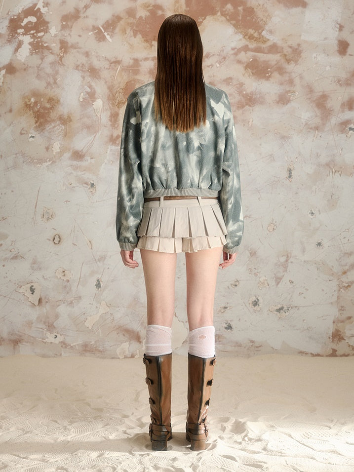 숏 캐주얼 워싱 프린트 재킷