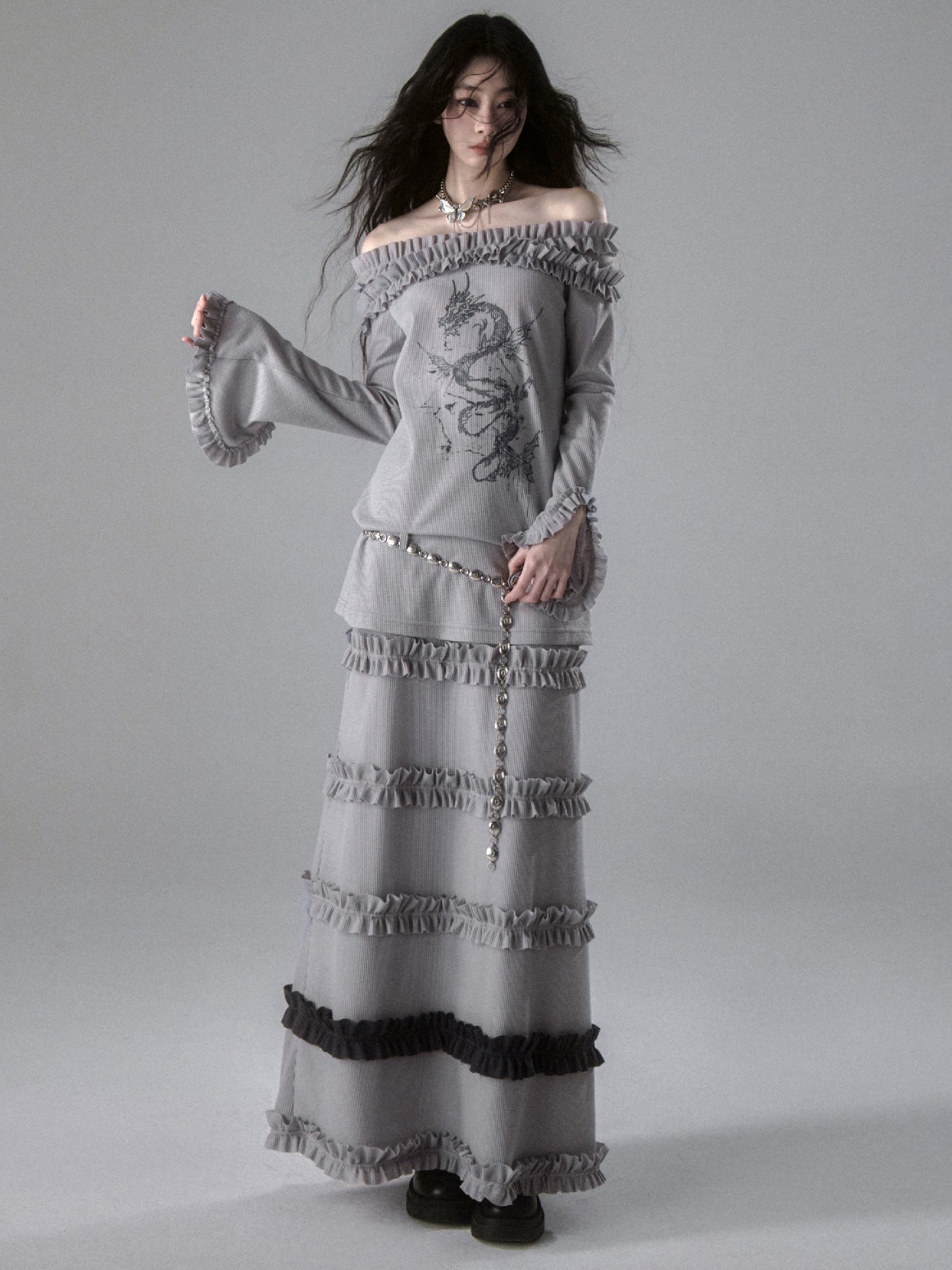 Fungus Hem Ruffled Leaf Skirt