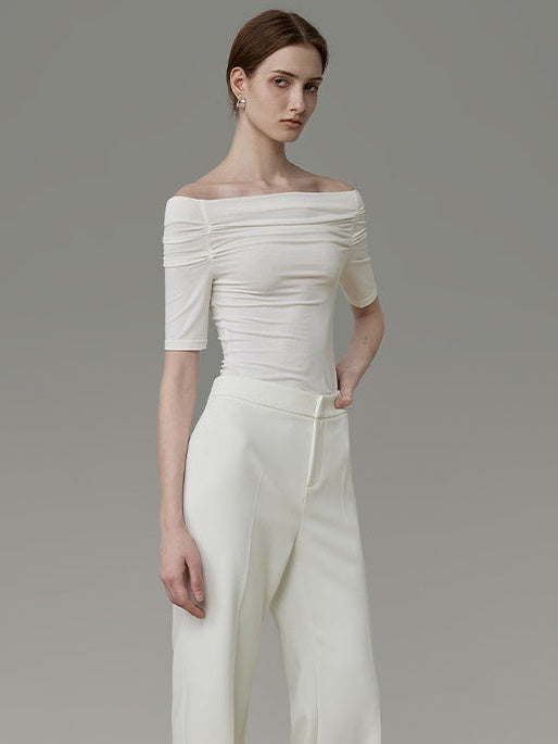 Off-shoulder Pleated Top