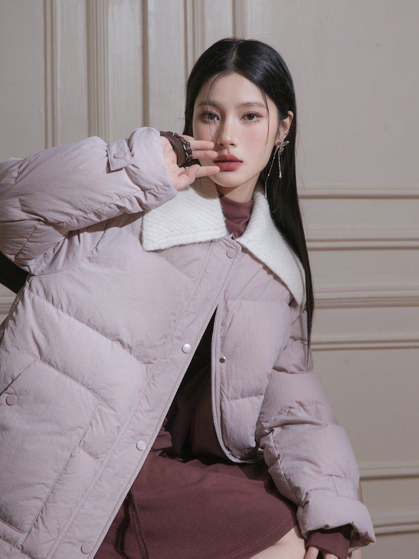 큰 옷깃 다운 재킷