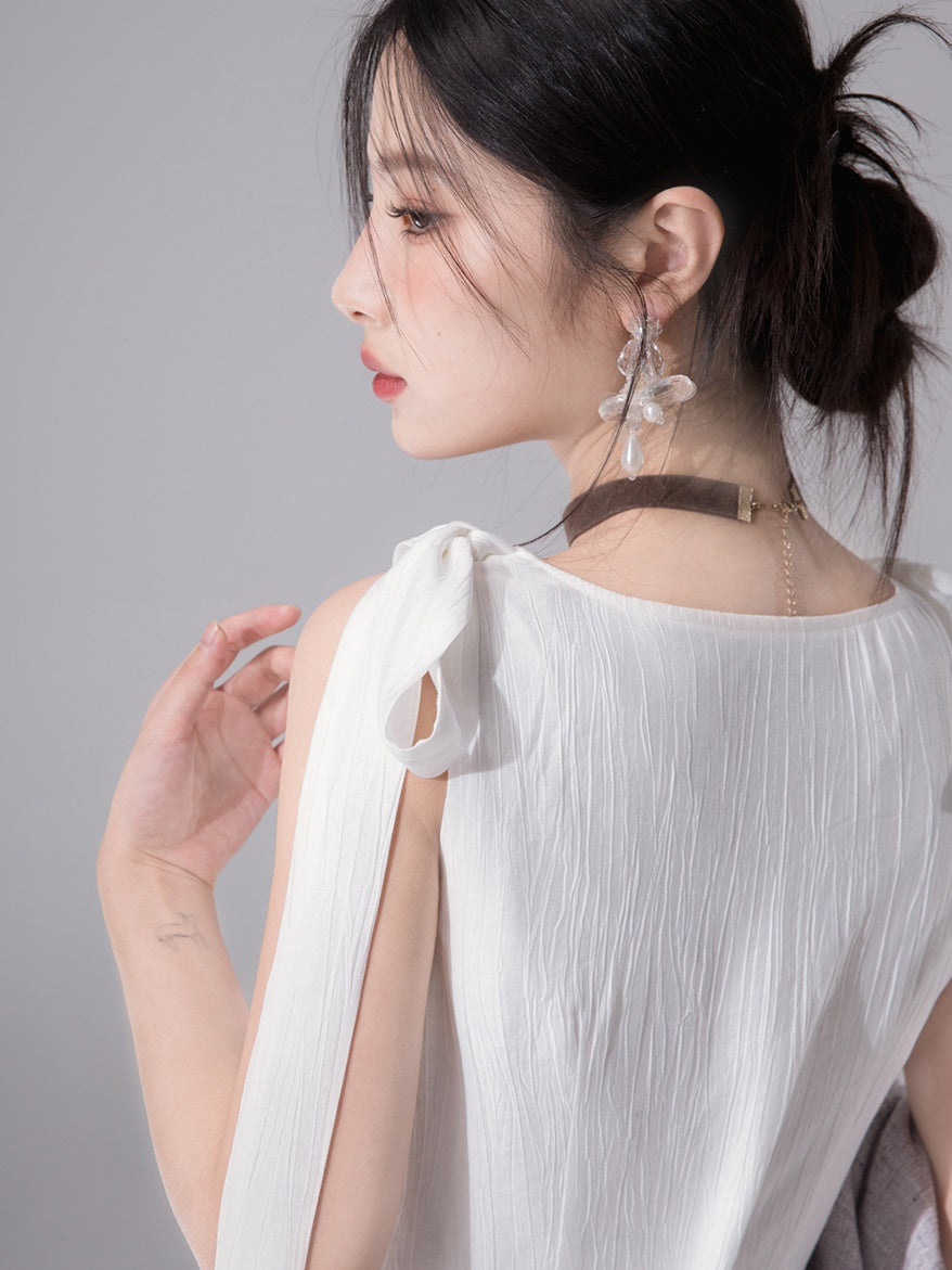 Layered Design Tulle Strap Sleeveless Dress