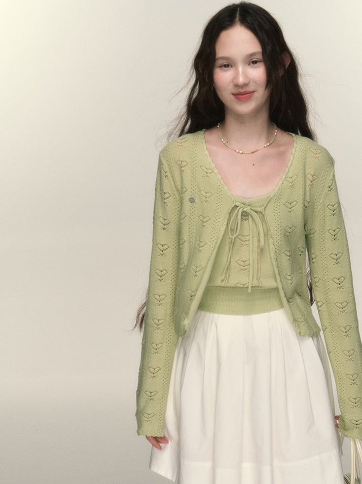 Hohlherde gestrickt Strickjacke und Camisole Setup