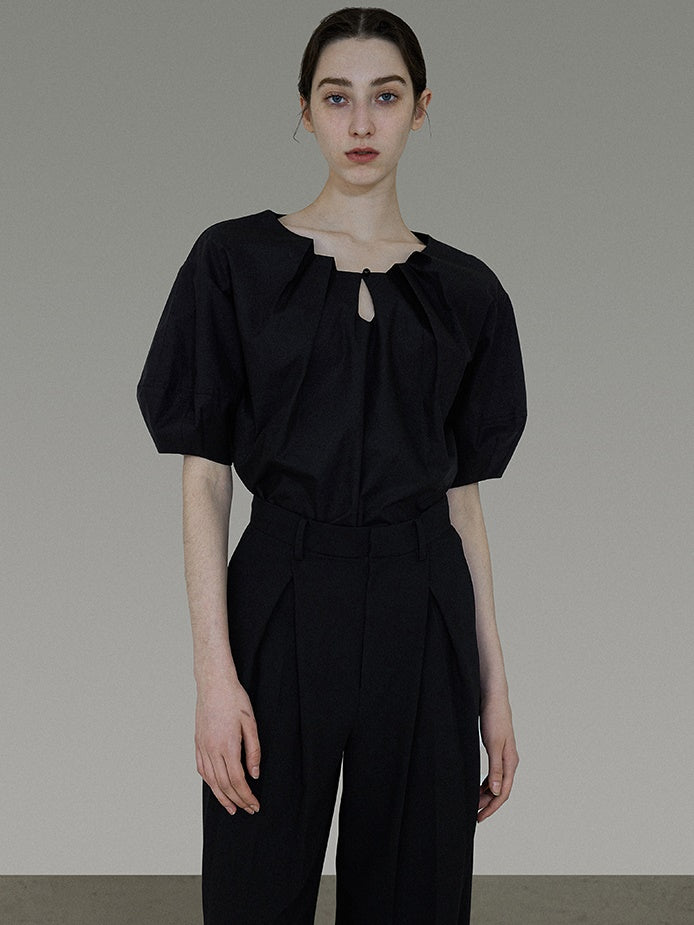 Drop Collar Niche Lantern Sleeve Shirt