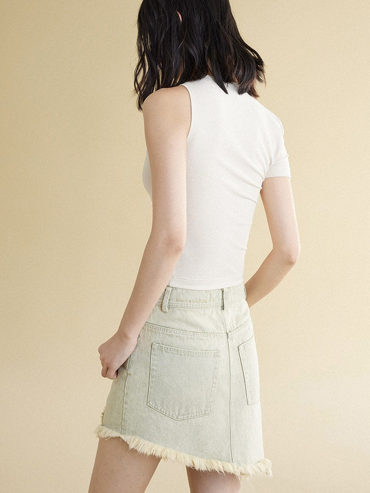 One-sleeve Kink Short T-shirt