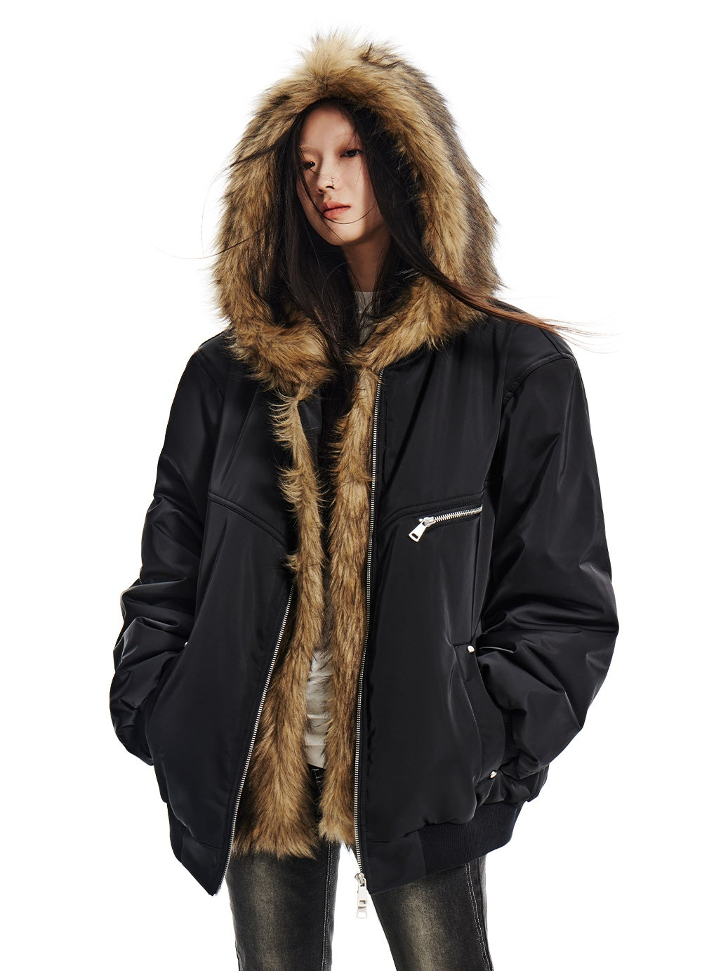 Travail veste lâche à capuche détachable décontractée