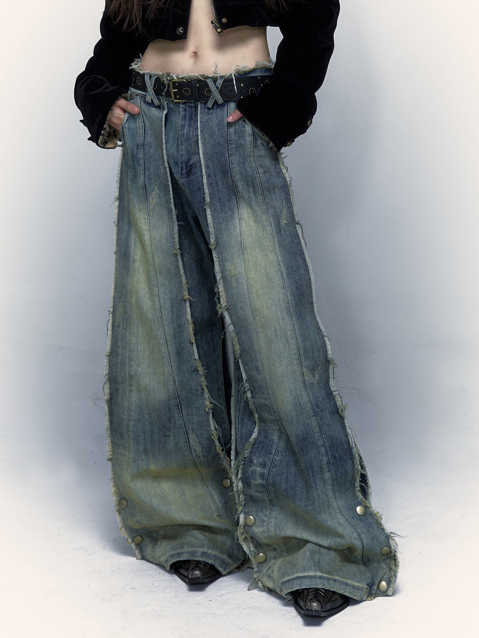 Washed Old Street Loose Wide Leg Jeans