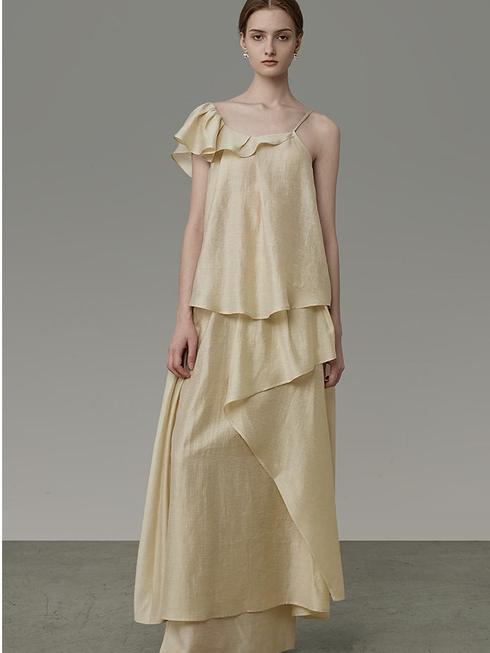 Asymmetry Frill A-Line Camisole & Irregular Skirt