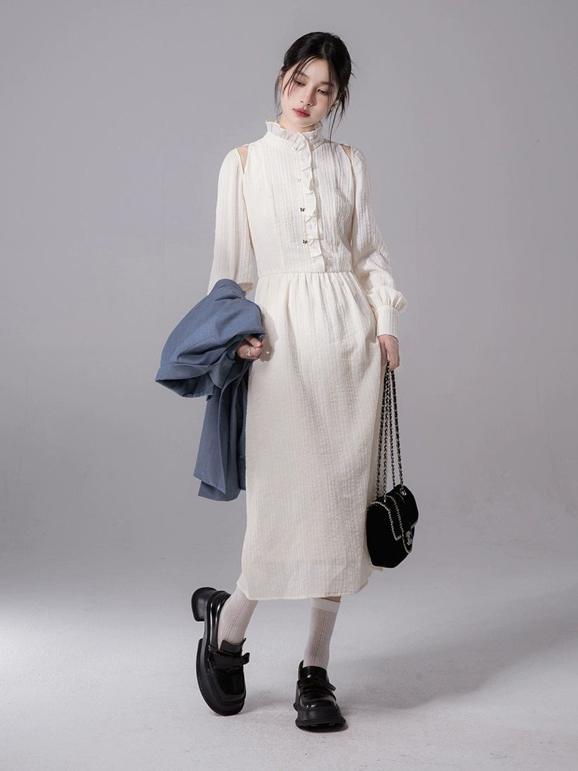 Frill Collar Tuck One-piece