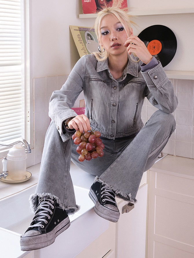 Kruppierte Jeansjacke