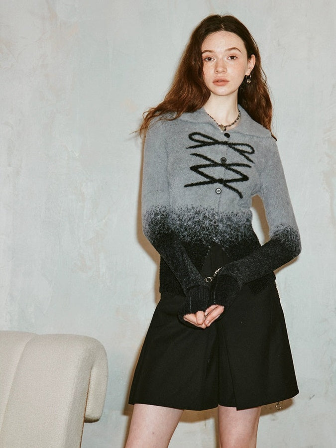 Drucken gedruckte Dachstrick -Strickjacke mit Ablaufbogen gedruckt
