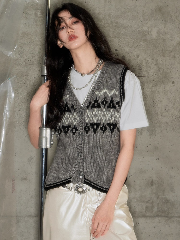 Fair Isle Jacquard Retro Weste