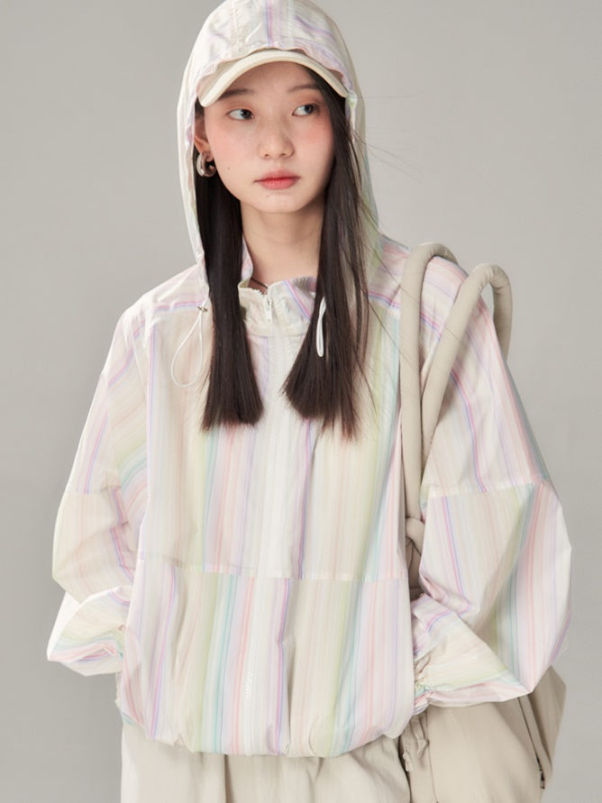 Rainbow Striped Windbreaker & Short Pants