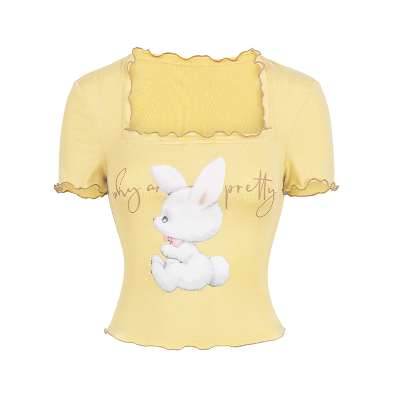 Mellow Square-neck Slim Cropped T-shirt