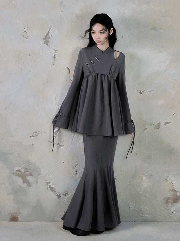 MAO -Kragenschaltschalttop- und Meerjungfrau -Rock