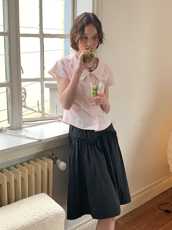 V-arc Design Waist Fungus Gather Skirt