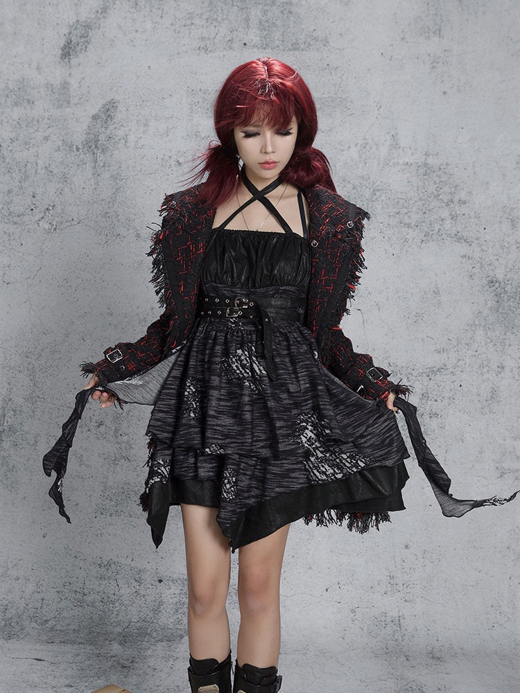 IRREGULAR HEM SLING PUNK ONE-PIECE